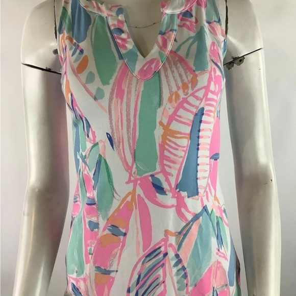 Lilly Pulitzer Sz XXS Sheath Jersey Mini Dress Multicolor Cotton Spandex - Picture 2 of 6